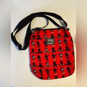 Loungefly Disney Red and Black Mickey Mouse Patterned Crossbody